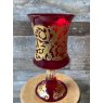 Wells Reclamation Hand Painted Ruby Murano Glass Goblet Vase