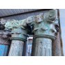 Wells Reclamation Pair of Green Fluted Teak Columns