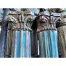 Wells Reclamation Pair of Blue Fluted Teak Columns