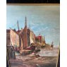 Wells Reclamation Antique Large Early 20th Century Oil On Canvas