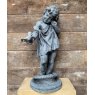 Wells Reclamation Vintage Rustic 'Girl With Bird' Lead Statue