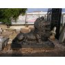 Wells Reclamation Pair of Grand Cast Iron Lion Statues