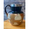Early 20th Century Royal Doulton Stoneware Harvest Jug With Silver Collar