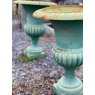 Wells Reclamation Cast Iron Urns (Rustic Green)