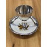 Early 1900's Silver Plated Egg Cup & Saucer (Flags)