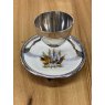 Wells Reclamation Early 1900's Silver Plated Egg Cup & Saucer (Flags)