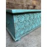 Wells Reclamation Rustic Teak Blue Carved Chest