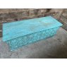 Wells Reclamation Rustic Teak Blue Carved Chest