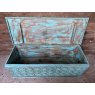 Wells Reclamation Rustic Teak Blue Carved Chest