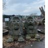 Wells Reclamation Large Imposing Carved Stone Lion Statues