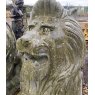 Wells Reclamation Fantastic Massive Hand Carved Stone Lion Statues Pair