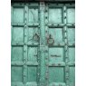 Fabulous Pair of Rustic Green Carved Teak Doors