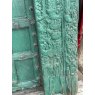 Fabulous Pair of Rustic Green Carved Teak Doors