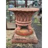Impressive Pair of Romanesque Style Weathered Garden Urns