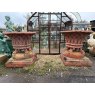 Impressive Pair of Romanesque Style Weathered Garden Urns