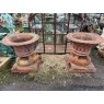 Impressive Pair of Romanesque Style Weathered Garden Urns