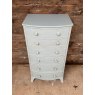 Vintage Painted Georgian Style Bow Fronted Tall Chest Of Drawers