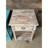 Rustic Painted Hardwood Side Table With Drawer