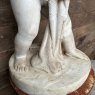 19th Century Carved Marble Statue Of "Genius Is Fishing" By Pietro Tenerani