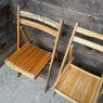 Retro Mid Century Set Of 4 Folding Wooden Chairs
