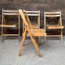 Retro Mid Century Set Of 4 Folding Wooden Chairs