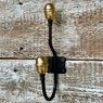 Black Metal Brass End Single Hat & Coat Hook