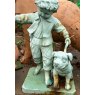 Painted Cast Iron Boy With Dog Statue