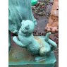 Painted Cast Iron Girl With Cat Statue