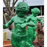Painted Cast Iron Girl With Butterfly Statue