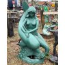 Impressive Large Painted Cast Iron Girl With Dolphin Statue