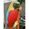 Painted Cast Iron Parrot Wall Hanging Statue