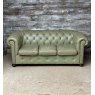 Fabulous Victorian Style Chesterfield Pale Green Leather Sofa