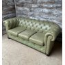 Fabulous Victorian Style Chesterfield Pale Green Leather Sofa