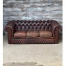Vintage Mid 20th Century Chesterfield Brown Leather Sofa