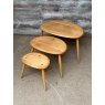 Fine Mid Century Ercol Beech & Elm Nest Of Pebble Coffee Table