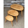 Fine Mid Century Ercol Beech & Elm Nest Of Pebble Coffee Table