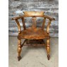 Stunning Antique English Elm Smokers Bow Armchair C1900