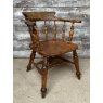 Antique 19th Century English Beech & Elm Smokers Bow Armchair