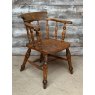 Antique 19th Century English Beech & Elm Smokers Bow Armchair
