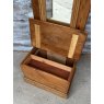 Unique Vintage Waxed Pine Freestanding Mirror With Chest