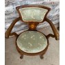 Fabulous Edwardian Inlaid & Upholstered Armchair