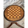 Vintage Marquetry Chess Table With Quality Cast Metal Chess Pieces