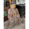 Fabulous Massive Hand Carved & Painted Wooden Buddha