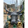 Painted Cast Iron Bull Head Statue