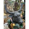 Painted Cast Iron Bull Head Statue