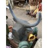 Painted Cast Iron Bull Head Statue