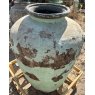 Massive Antique Rustic Painted Clay Pot