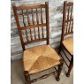 Set Of 6 English Made Oak Cane Upholstered Dining Chairs