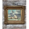 Antique 18th Century English Maritime Oil On Board Painting