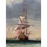 Antique 18th Century English Maritime Oil On Board Painting